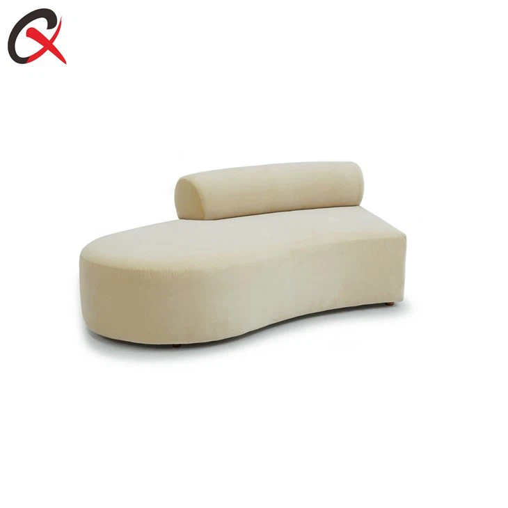 Modern Light Yellow Velvet Curved Sofa